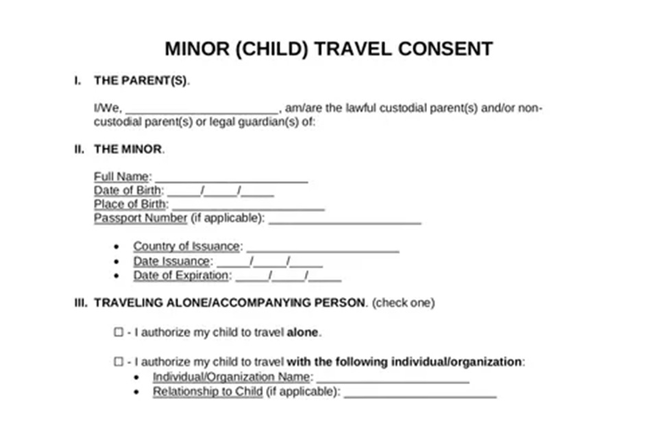 Minor Travel Consent Form - Taly's Mobile Notary Services